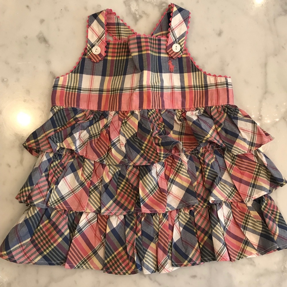 Ralph Lauren Girls Pink Madras Sundress